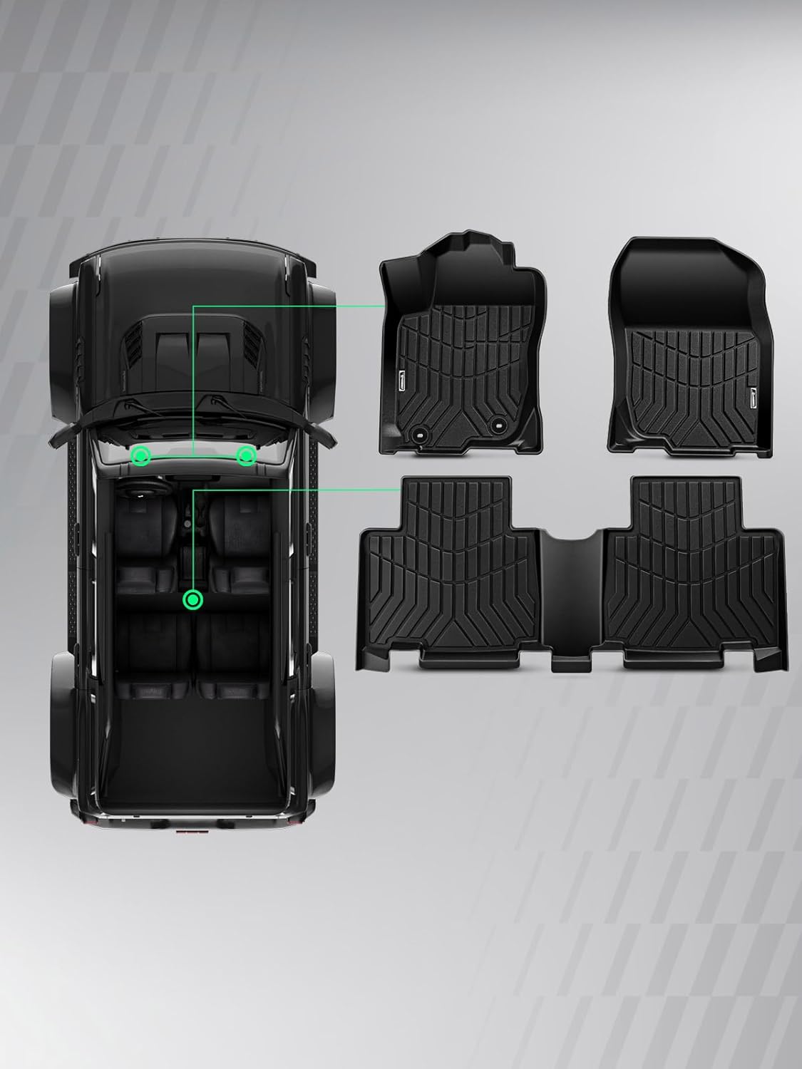 YHTAUTO Floor Mats Compatible with 2013-2018 Toyota RAV4 (Not Fit Hybrid or Prime), TPE Floor Liners All-Weather Protection Custom Fit, 1st & 2nd Row, Set of 3 - Image 11