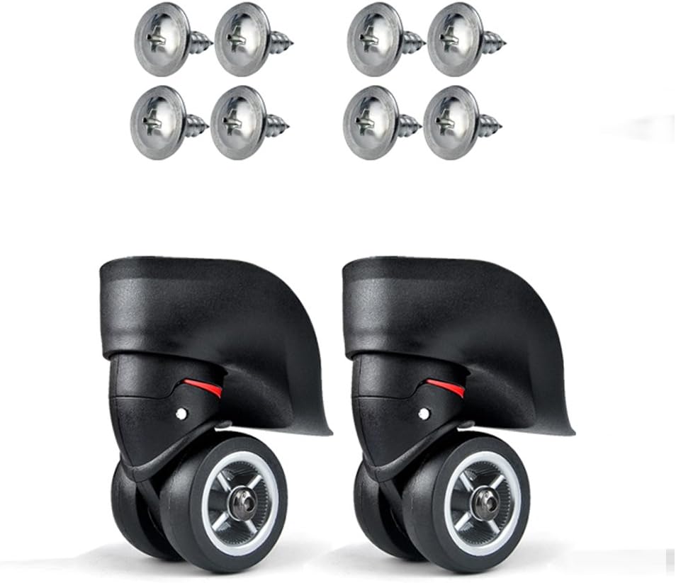 WZOED 2 pcs Luggage Suitcase Wheel Black Replacement Axles OD 49mm + Screw Repair Kit