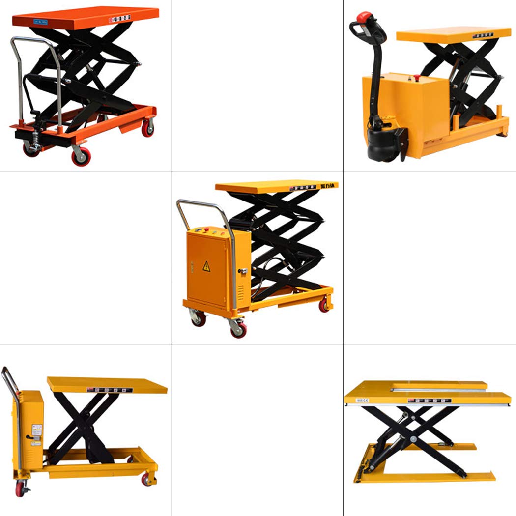 Plataforma de elevación hidráulica de tijera manual, carros de transporte de material móvil, 500 kg, rueda fija de 360 grados (905 mm x 500 mm x 2000 mm)