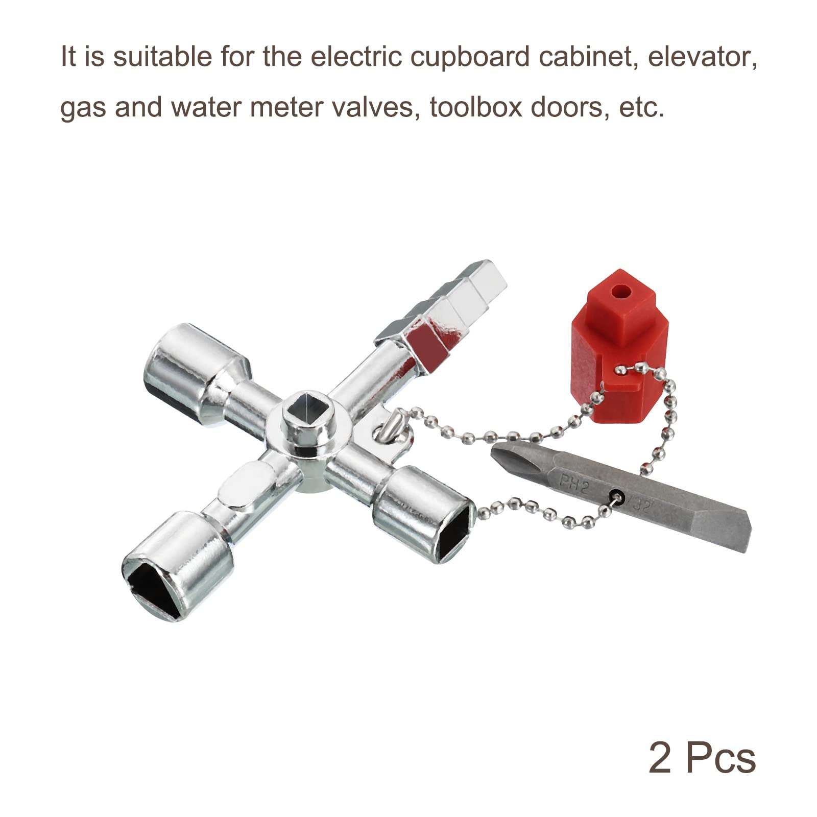 4-Pack Multi-Functional Cross Keys - Zinc Alloy Valve Wrench For Gas Water Meters
