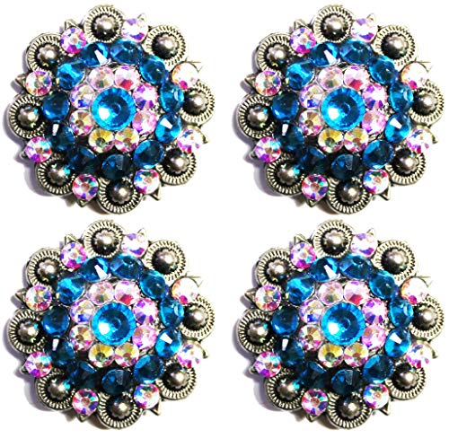 Challenger Tack Lot of 4 Conchos Concho Rhinestone Horse Saddle Western Berry Turquoise CO69