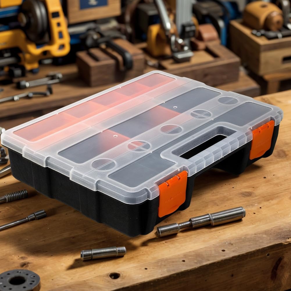 Caja organizadora de tornillos | Estuche de herramientas portátil impermeable | Caja de compartimentos para tornillos, tuercas, clavos y herramientas | Almacenamiento de aparejos de piezas pequeñas de