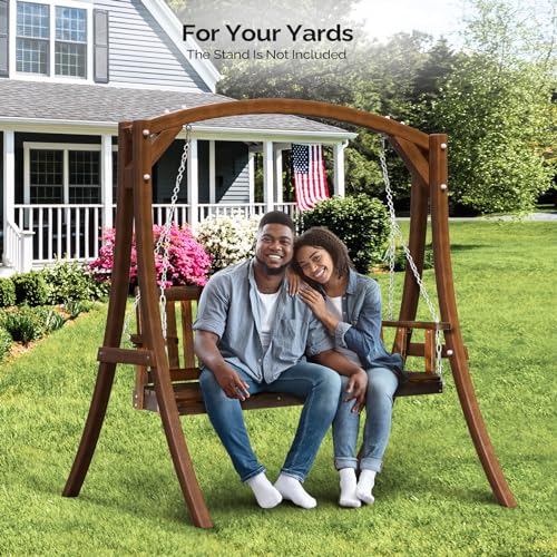 Image of VINGLI Upgraded 5 FT Wooden Porch Swing, 880 LBS Solid Fir Wood, Rustic