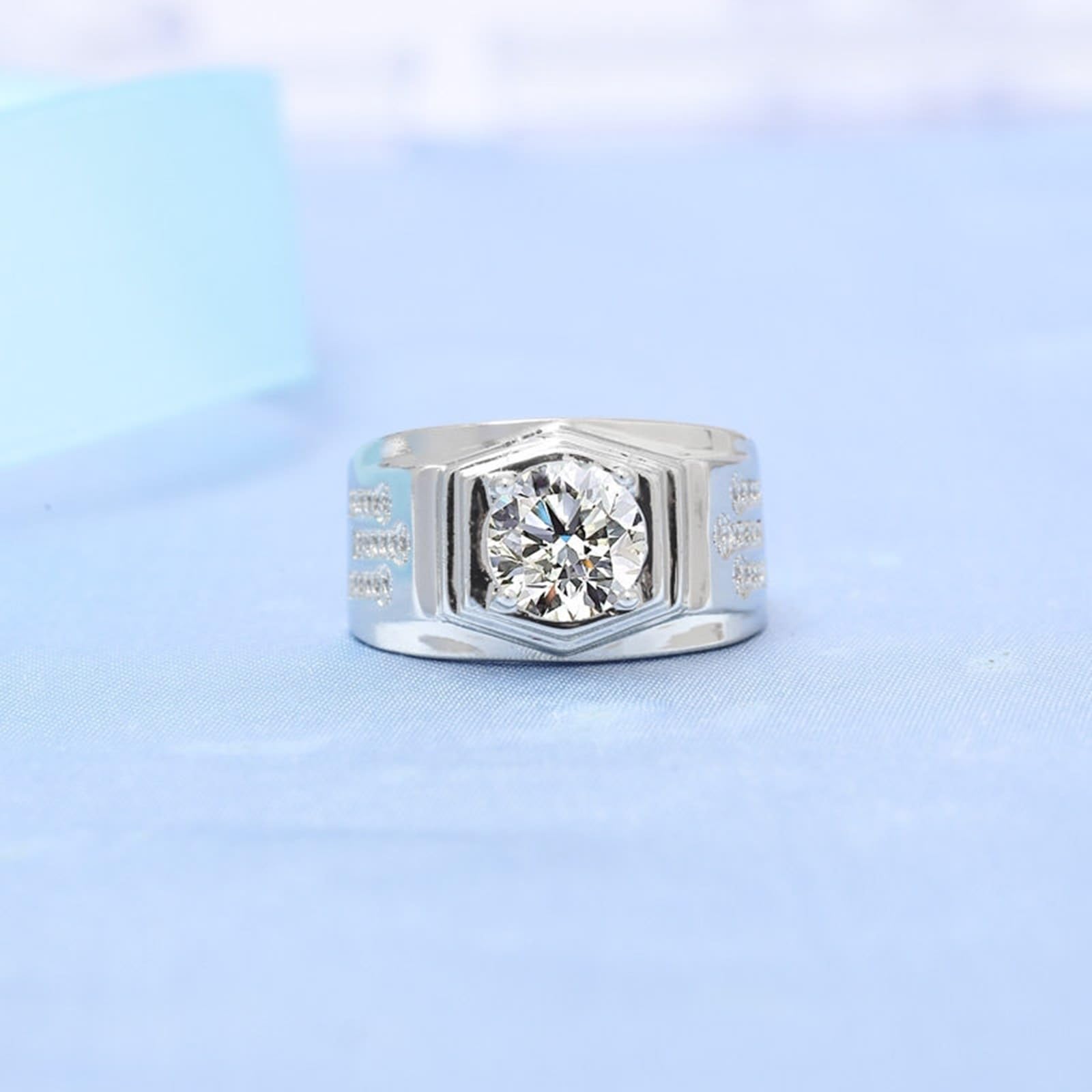 Wycian Anillo de compromiso para mujer y hombre, plata de 18 quilates, oro blanco de 18 quilates, diamante de laboratorio, con circonitas, talla 54 (17,2), clásico para mujer y día de la madre