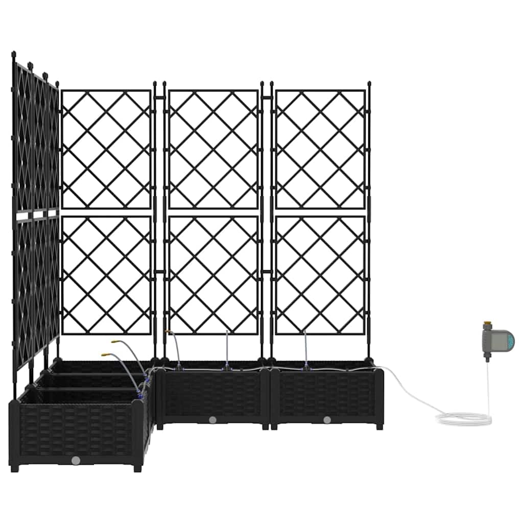 Garten-Pflanzgefäß aus schwarzem Stahl 5-teiliges Set 120x120x126 cm mit Bewässerungssystem für Balkon, Terrasse, Hochbeet und Blumenkasten ideal für Outdoor Pflanzenpflege