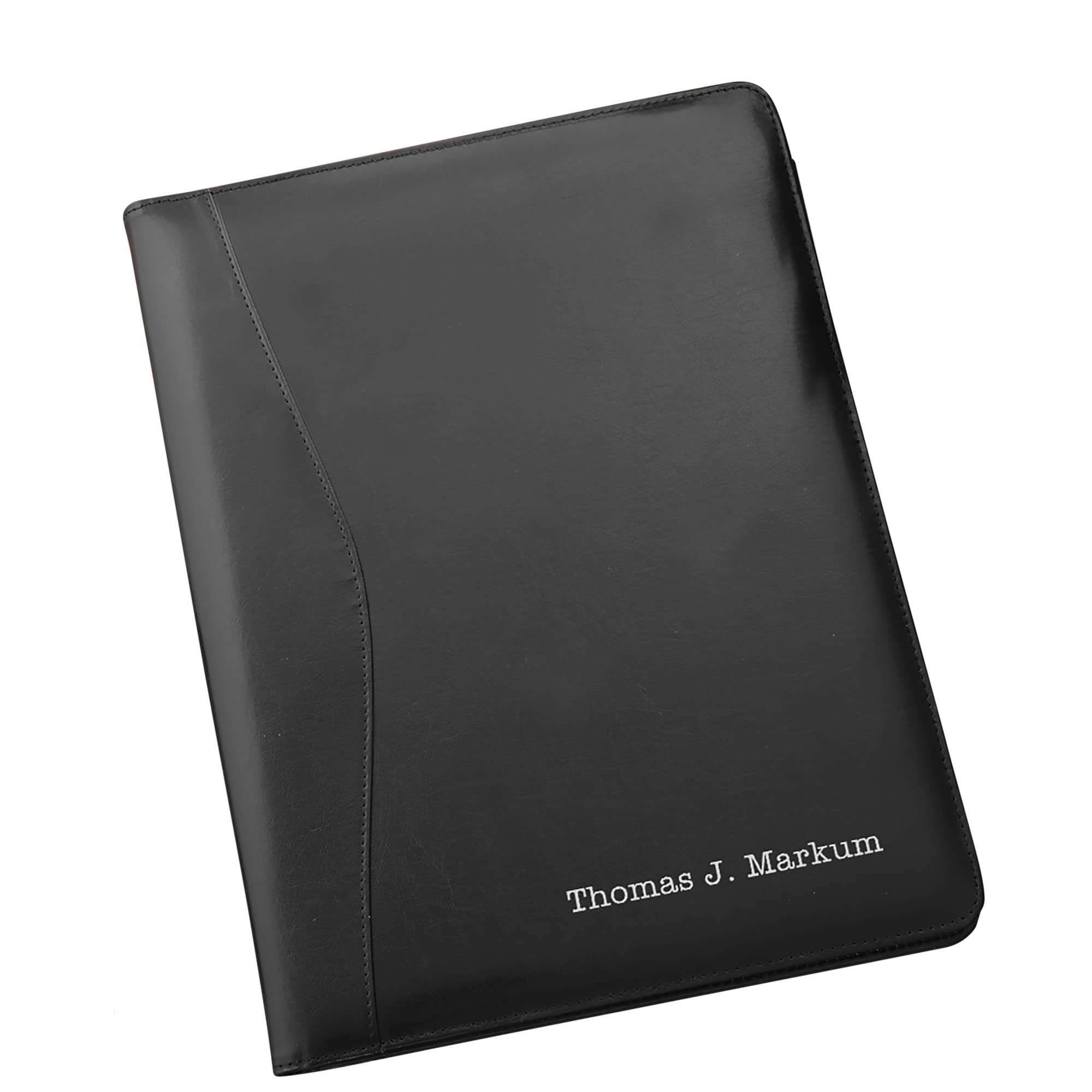 Personalization Universe Executive Black Leather Personalized Portfolio - Custom Padfolio, Notepad Holder, Business Card Pocket, Extra Storage - Ideal