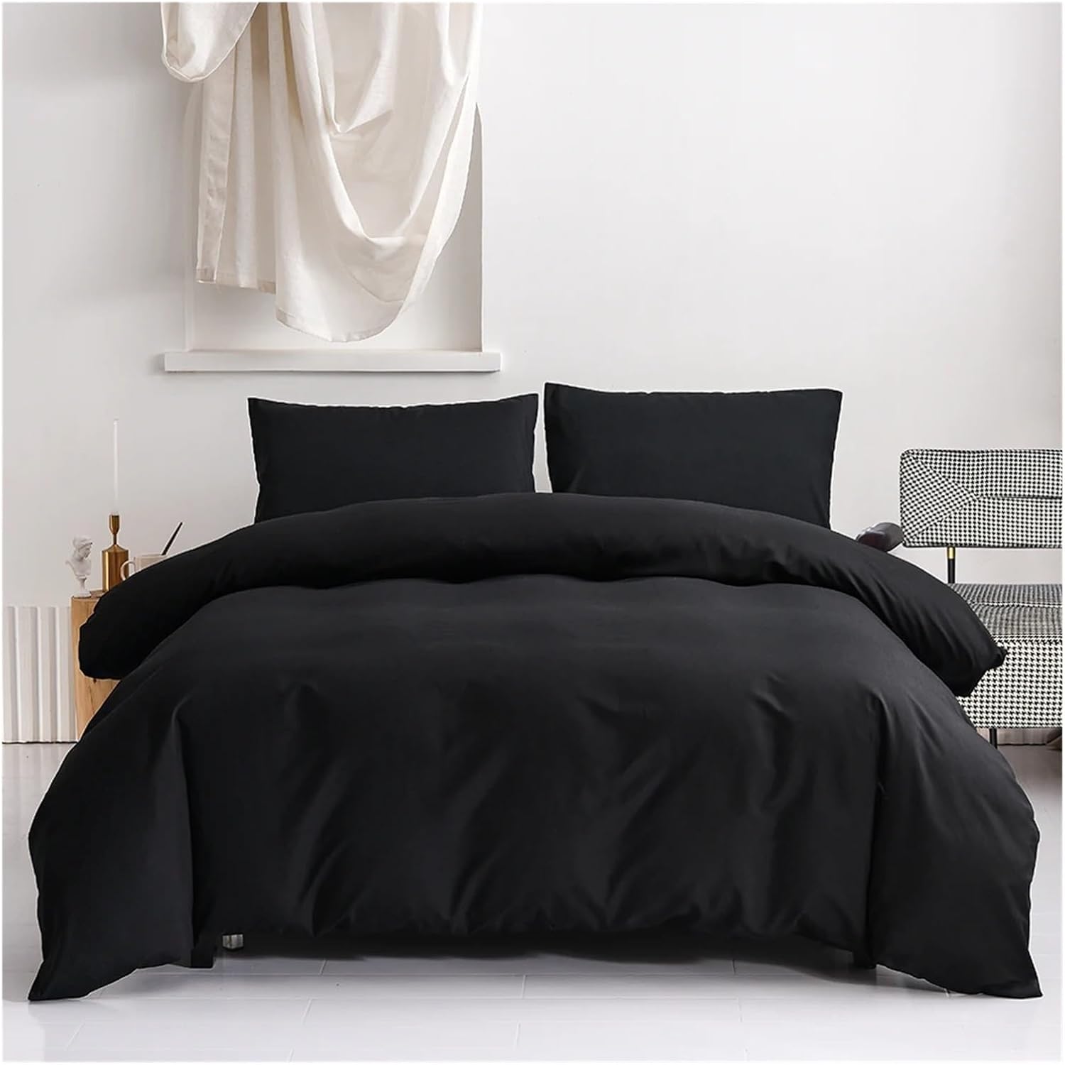 Bed, Bedding Sets Black Duvet Covers Solid Bed Linen Euro Beddings Gray Quilt Cover Pillow Shams, 200x200 3pcs, MM-102