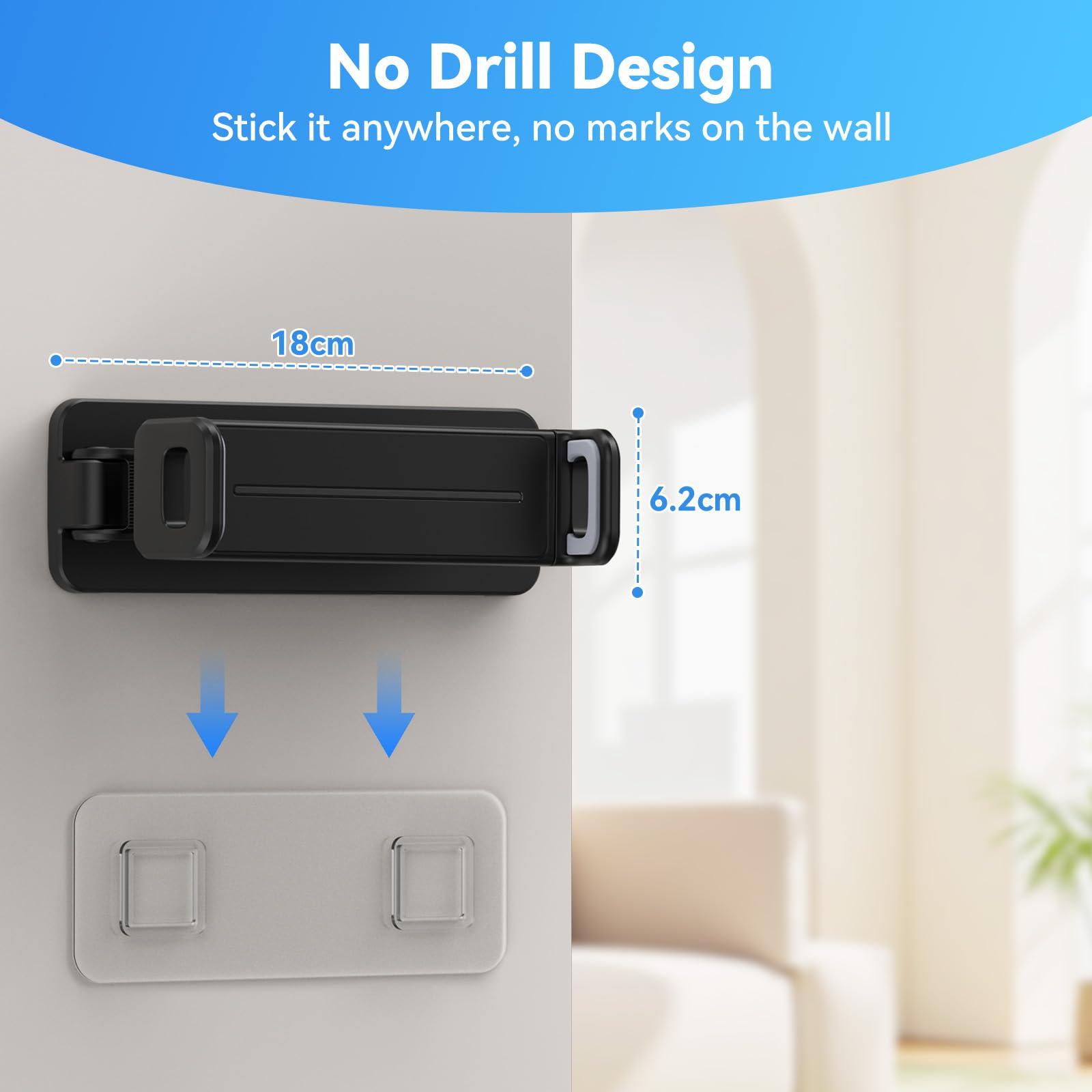aceyoon Supporto Tablet Muro, Porta Tablet Parete Rotazione a 360°, Compatibile iPad Galaxy Tab Surface Pro, Tablet 4.7-12.9 Pollici Nero