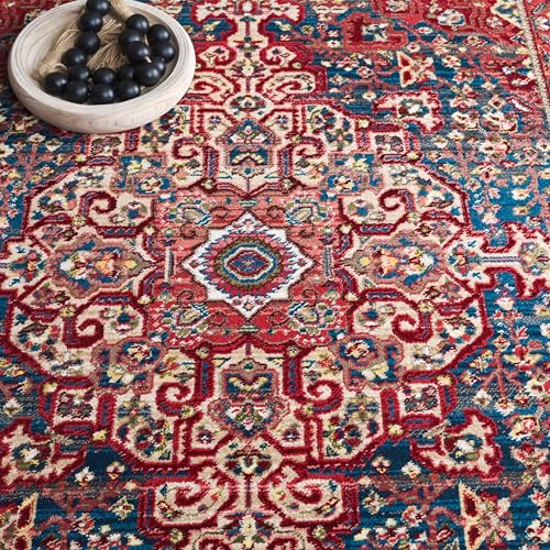 Tapete decorativo SAFAVIEH Kashan 2'6" x 4' Azul y Rojo miniatura 4