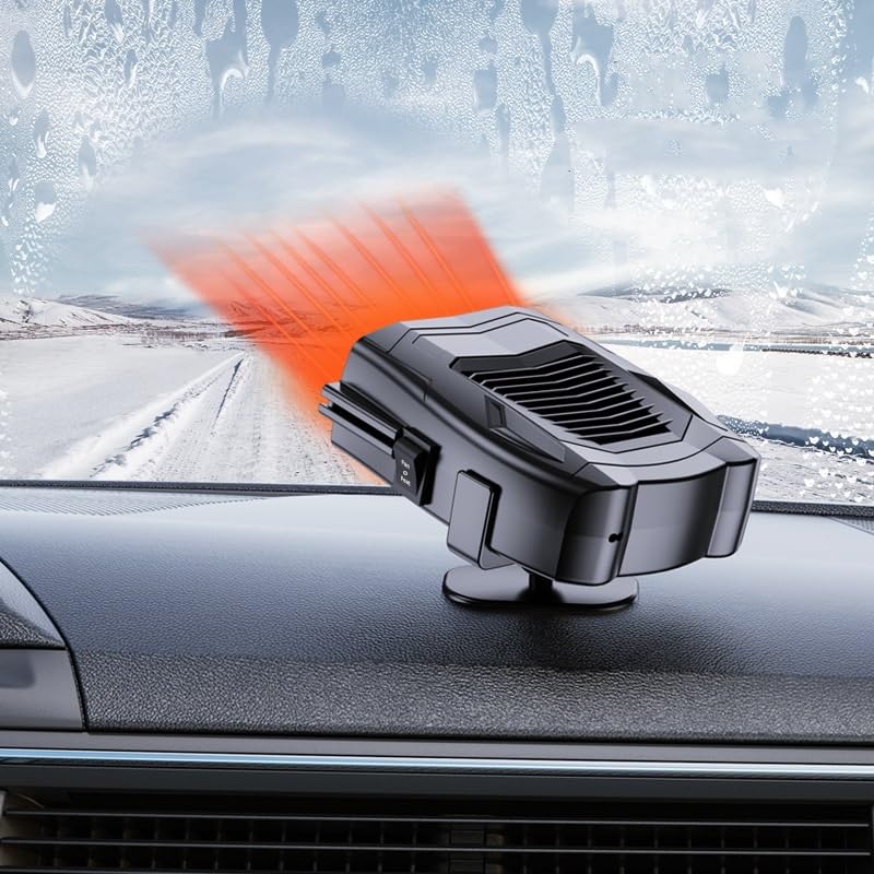 Chauffage De Voiture 12V 120W – 2 En 1 Ventilateur Et Dégivreur – Branchement Allume-Cigare – Portable, Noir