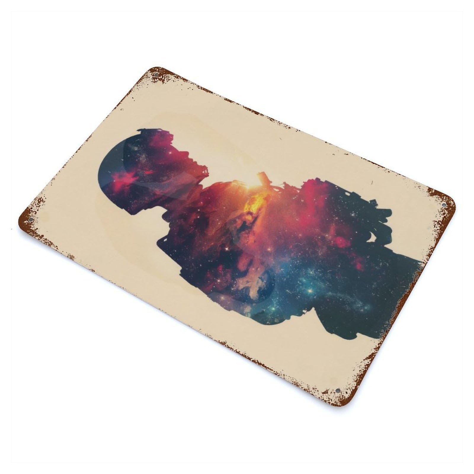 Garage Style Military Galaxy Silhouette Distressed Metal Wall Sign 11.8"x7.9", Novelty Wall Decor for Bar And Workshop