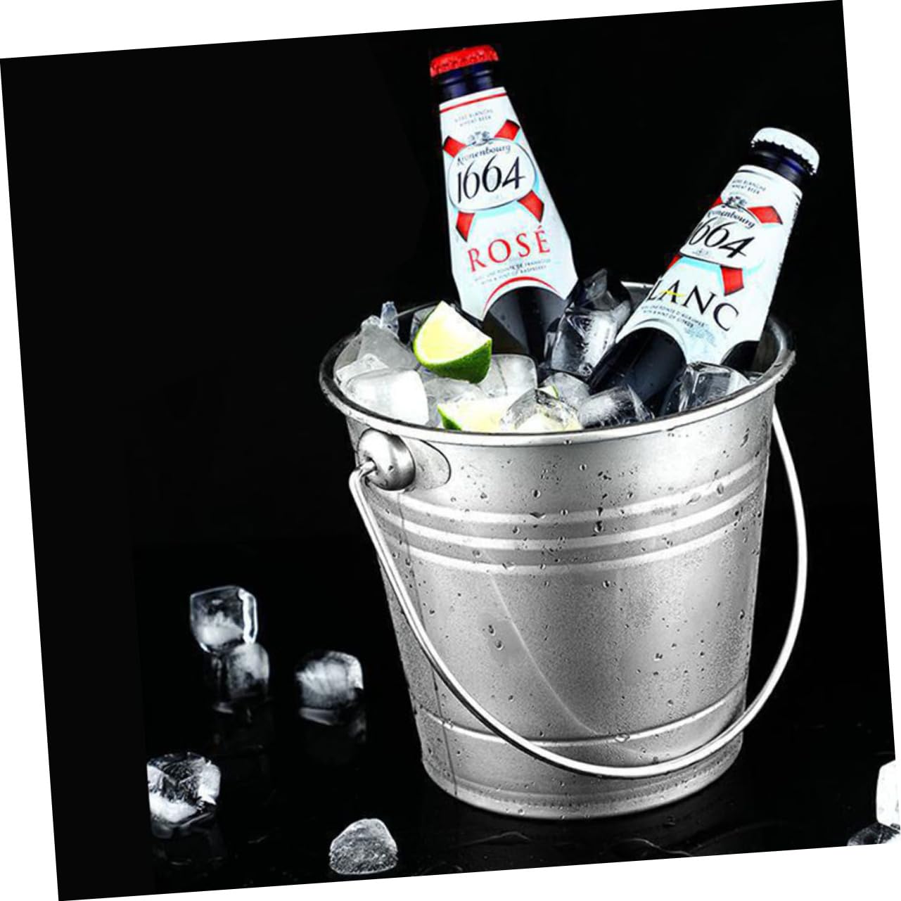 IMIKEYA Seau à Glace Acier Inoxydable Poignée Récipient à Glace Antirouille pour Vin Et Bière Bac De Stockage Portable IMIKEYA Seau à Glace Acier Inoxydable Poignée Récipient à Glace Antirouille pour Vin Et Bière Bac De Stockage Portable
