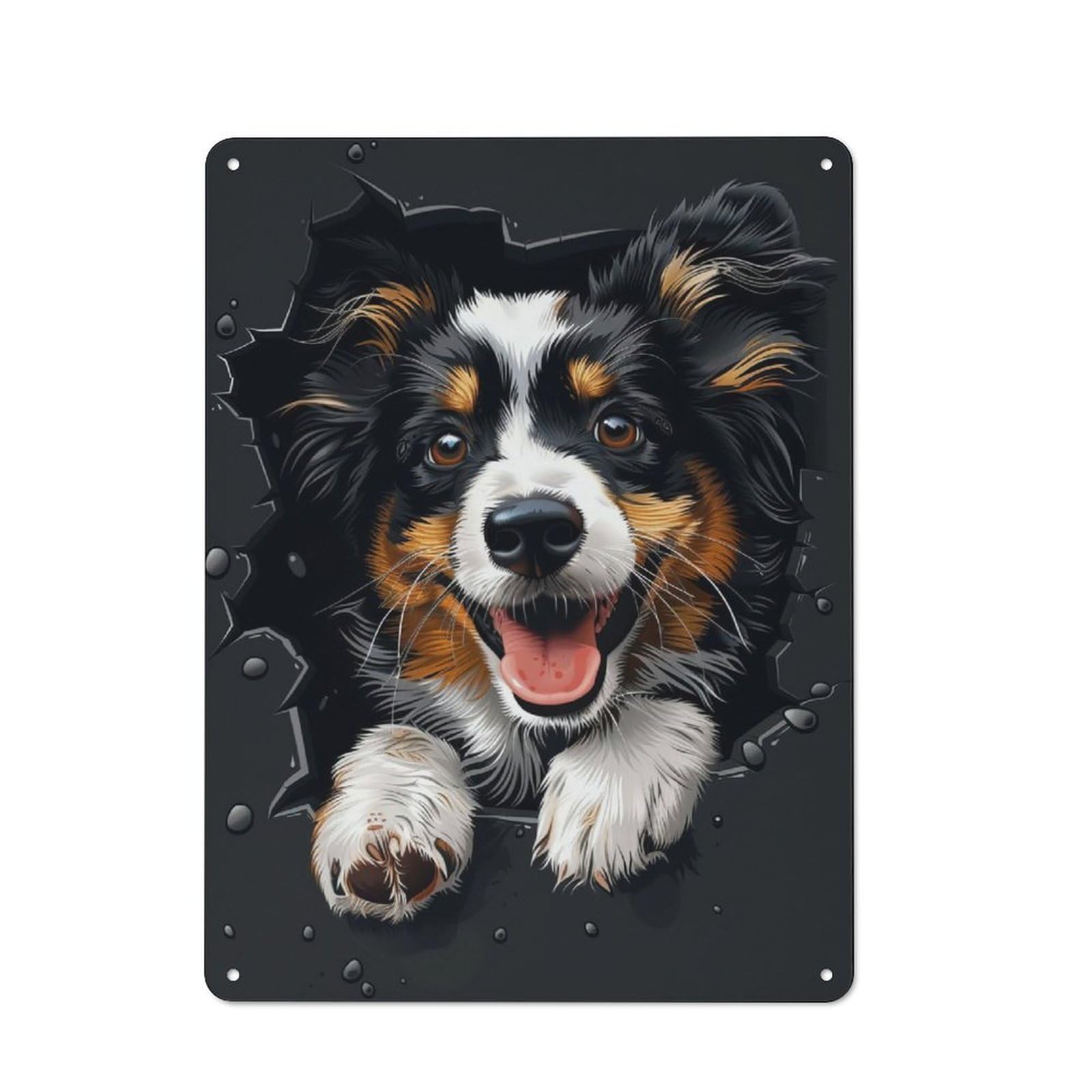 Junmoney Shetland Sheepdog Vintage Tin Sign 40X30cm, Rustic Bistro Wall Plaque For Kitchen, Cafe, Pantry Or Dining Room
