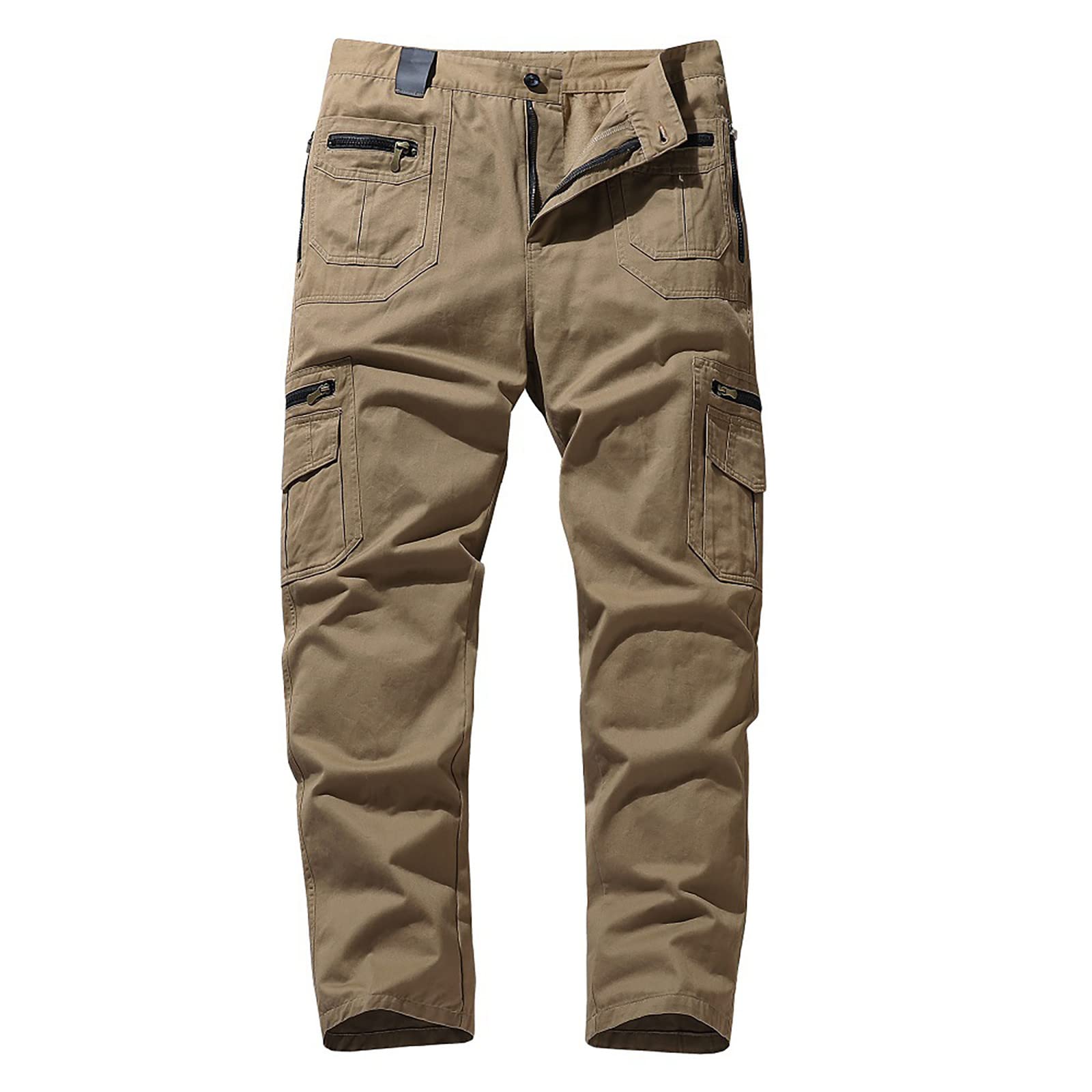 Pantalon de travail cargo tactique pour homme avec poches zippées - Grande taille - Mélange de coton durable - Pantalon multi-poches pour l'extérieur, la randonnée, le camping