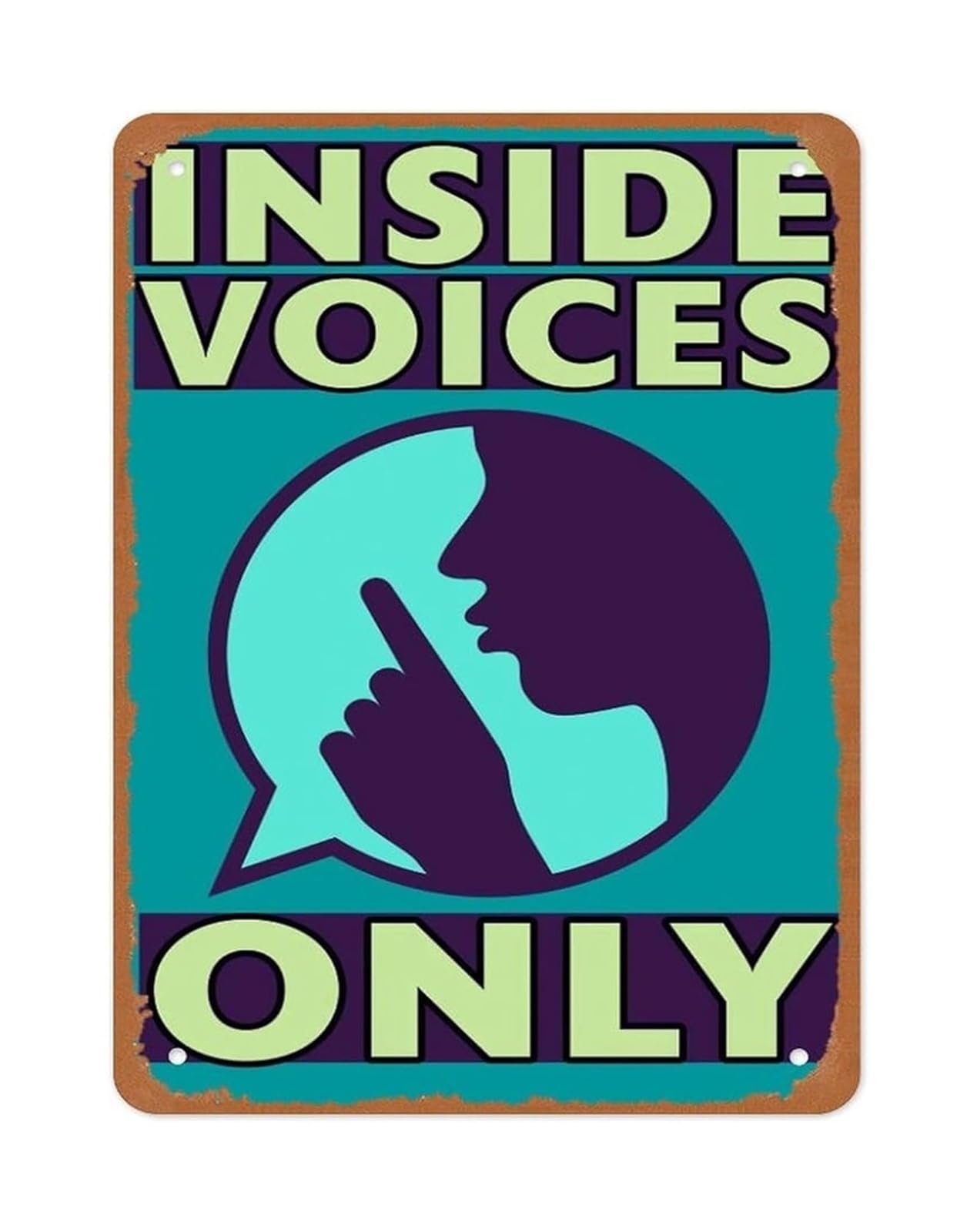 HDKYSWBUEJ Library Decor Metal Sign Inside Voices Only Minimalist Modern Style Quiet Art 8 X 12 in