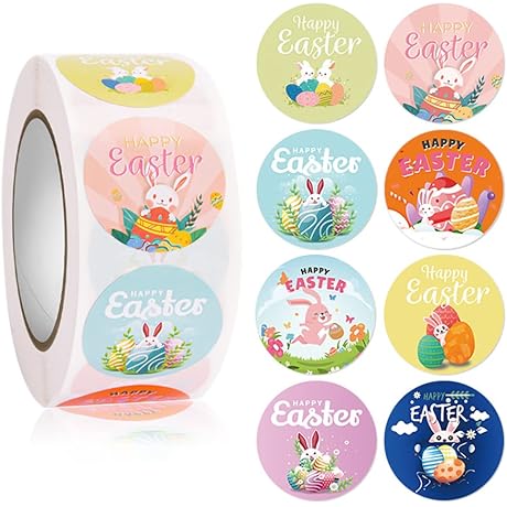 Egg-cellent Easter Decorations: A Vibrant Roll of 500 Easter Stickers