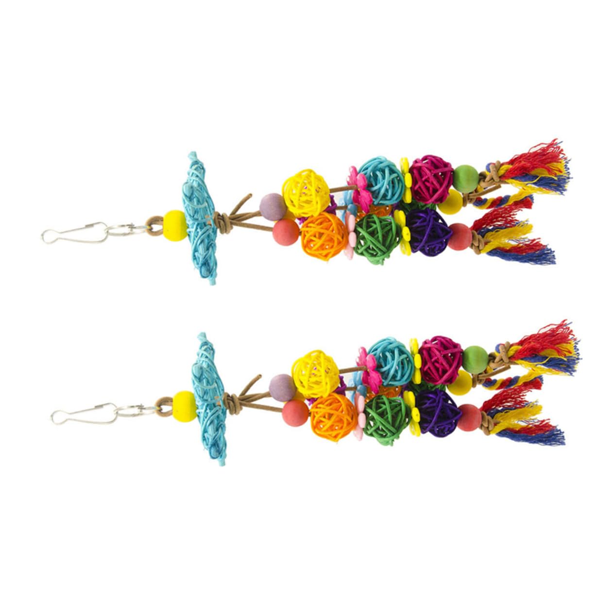 Happyyami 6piezas Juguete Colgante para Pájaros De Columpio De Rattan Bola para Periquitos Agapornis y Cacatúas para Morder y Jugar Material Seguro y Duradero
