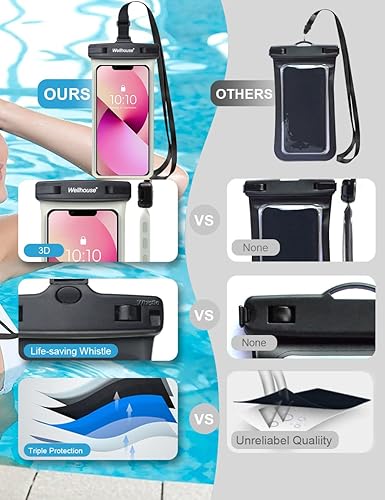 Miniatura 36 de wellhouse Funda impermeable para teléfono, funda impermeable para iPhone 16 15 14 13 12 Pro Max XS Samsung, IPX8 3D bolsa seca para teléfono celular
