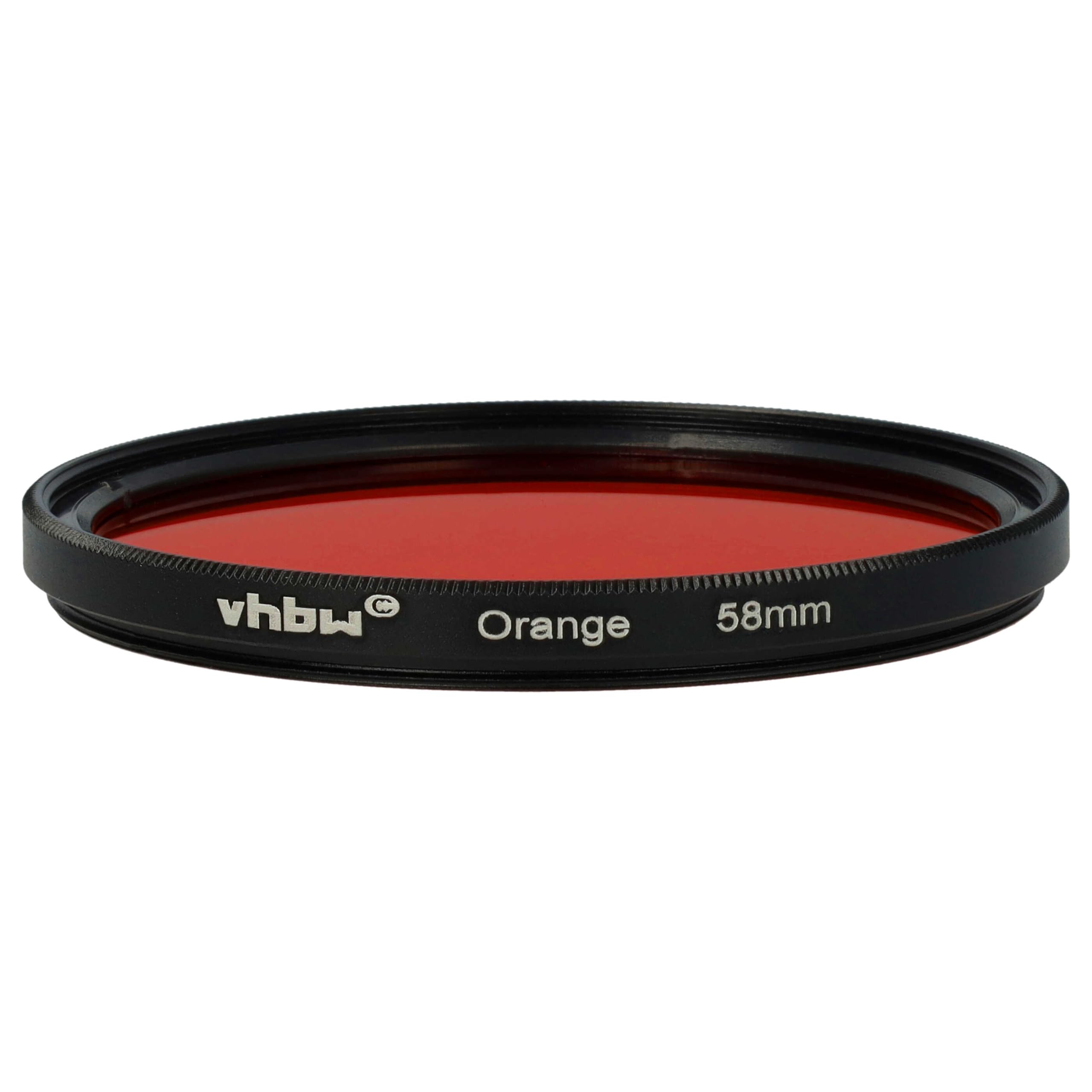 vhbw Uniwersalny kolorowy filtr pomarańczowy do obiektywów aparatu z gwintem filtra 58 mm - pomarańczowy filtr