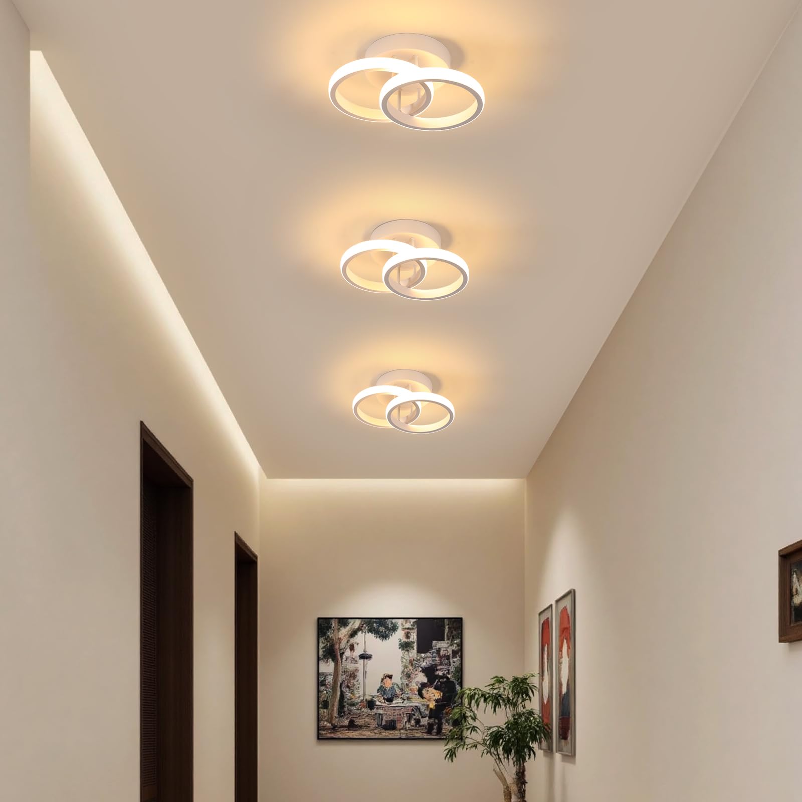 Goeco 2 Pièces Plafonnier LED Rond Moderne 22W 2475LM 3000K, Blanc