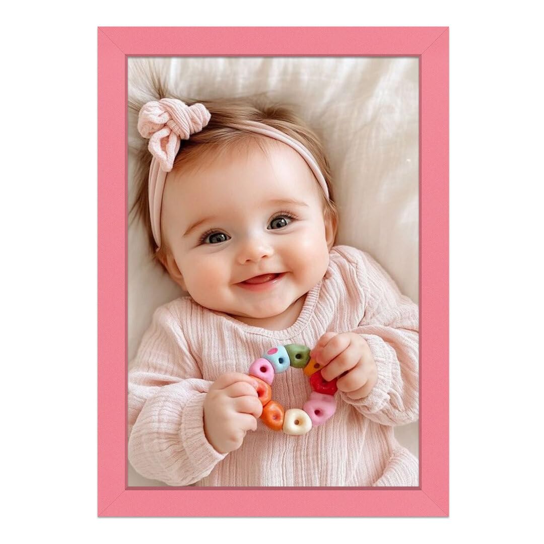 Alison Kingsgate Baby Pink 17X10 Nursery Picture Frames, Baby Boy Gift Photo Frame, Wall Mount or Tabletop, Perspex Front, Thin Keepsake Frame for Newborn, Baby Shower & First Memories