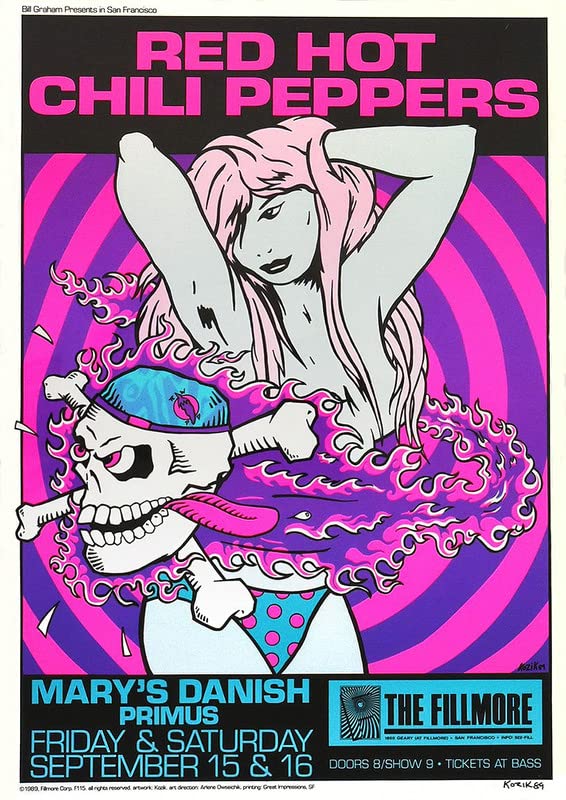 Red Hot Chili Peppers 2 Affiche de concert rock rétro vintage Format A3