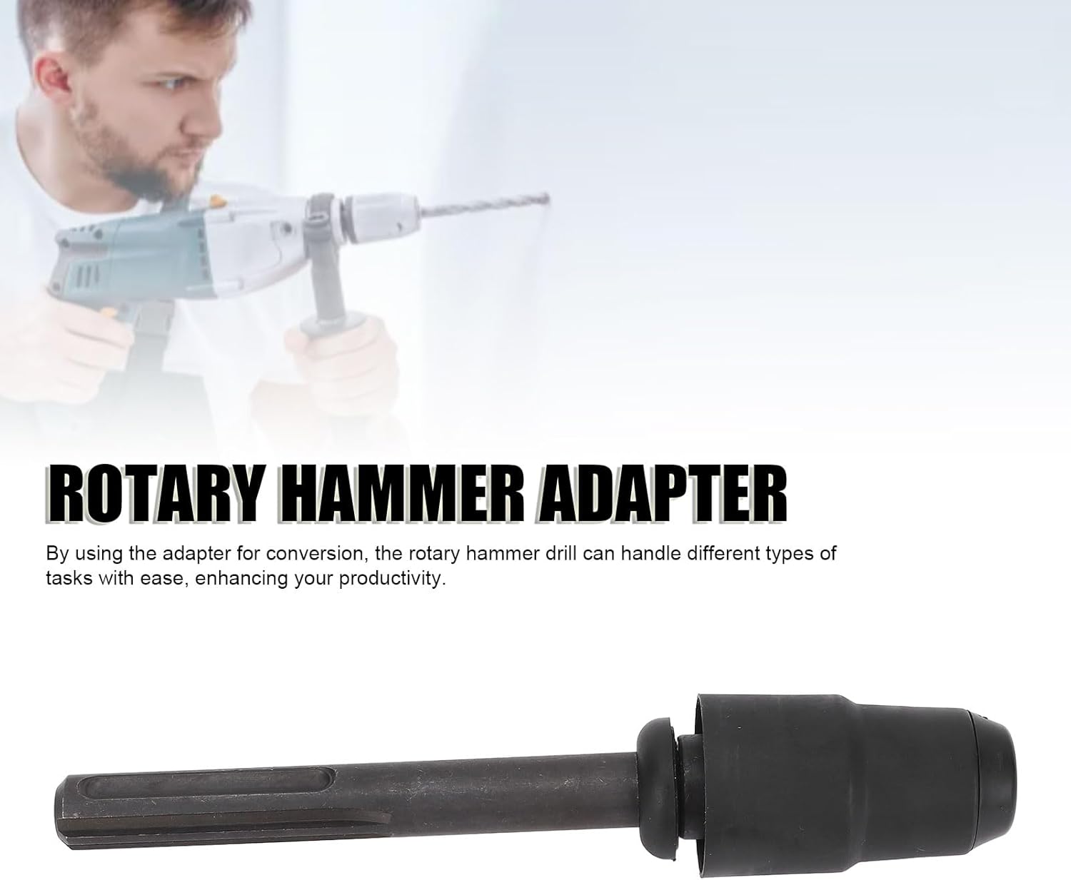 Hammer Drill Adapter Sturdy Alloy Steel Conversion for Versatile Tasks and Easy Installation, for Enhanced Productivity and Convenience, Black 8-14/16" Length for HeavyDuty Projects