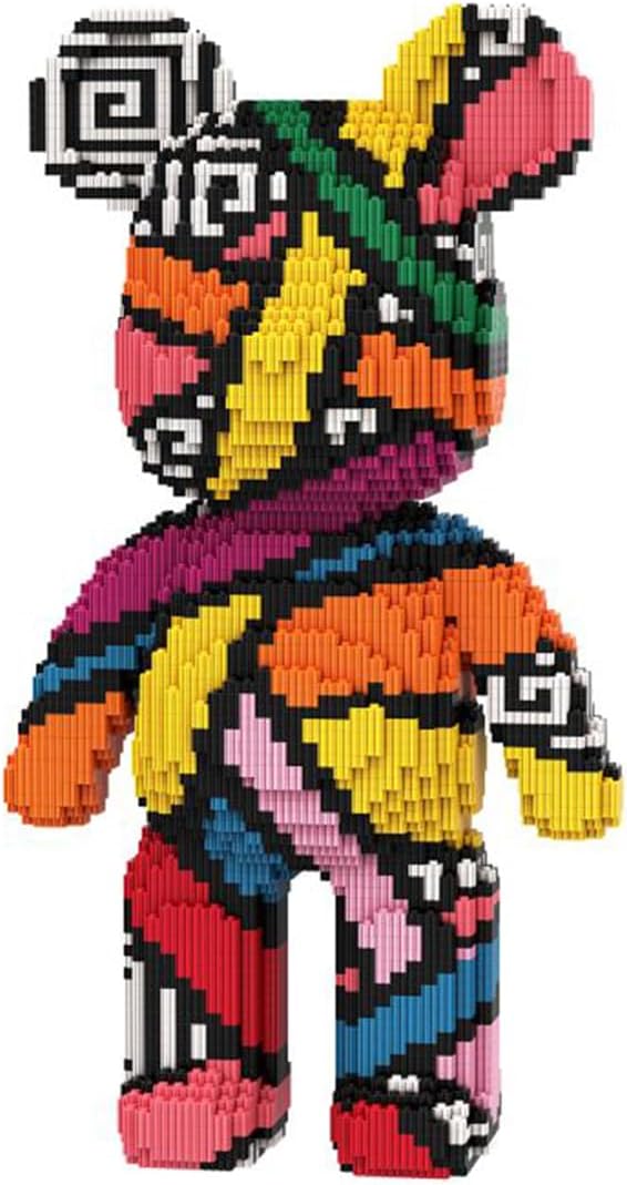 PIANTION Animal Colorful Bandage Bear Micro Building Blocks Set(6000PCS XQ016) 16.9in High Series,Gifts Suitable for Adults