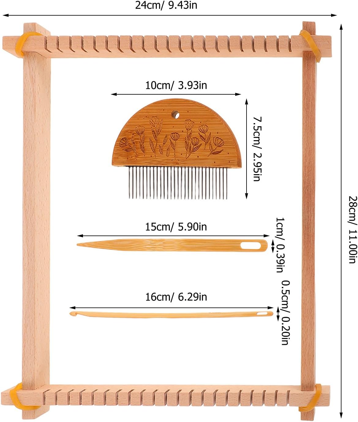 Generic 1 Set Tapestry Weaving Comb: Complete Weaving Tool for Tapestry Crafts - Loom Frame Crochet Hooks Large Eye Needle for Beginners