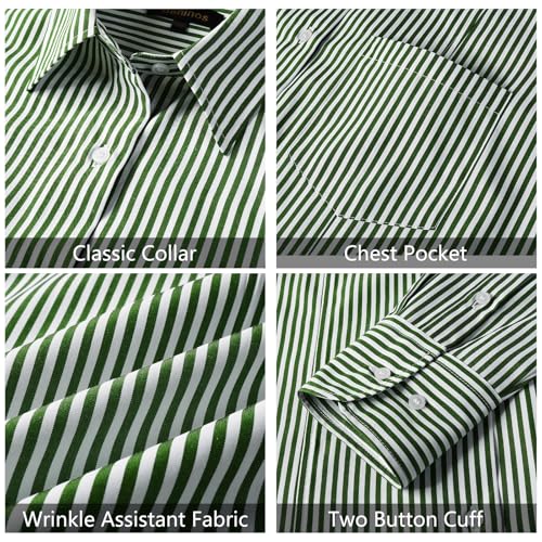 Beninos Striped Button Down Shirts for Women Dress Shirts Long Sleeve Casual Collared Office Work Shirt with Pocket
