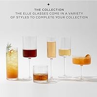 Vista 6 de JoyJolt Elle Copas de Vino Acanaladas, Juego de 2 Copas de Vino Tinto de 17.5oz, Copa con Pie Única, Copas de Cóctel de Estilo Vintage con Pie