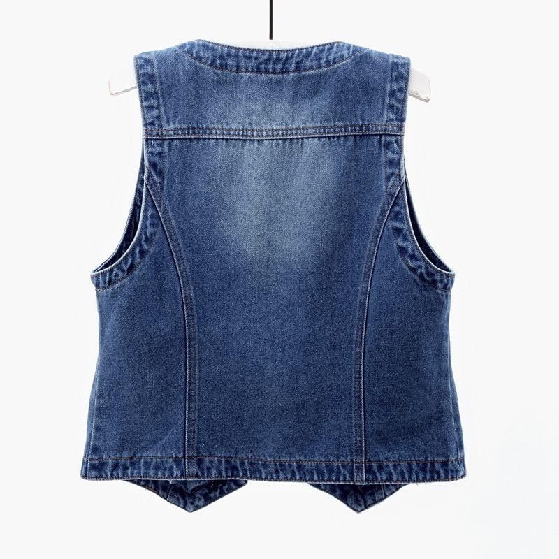 Chaleco vaquero para mujer corte ajustado azul versión coreana de moda denim 2