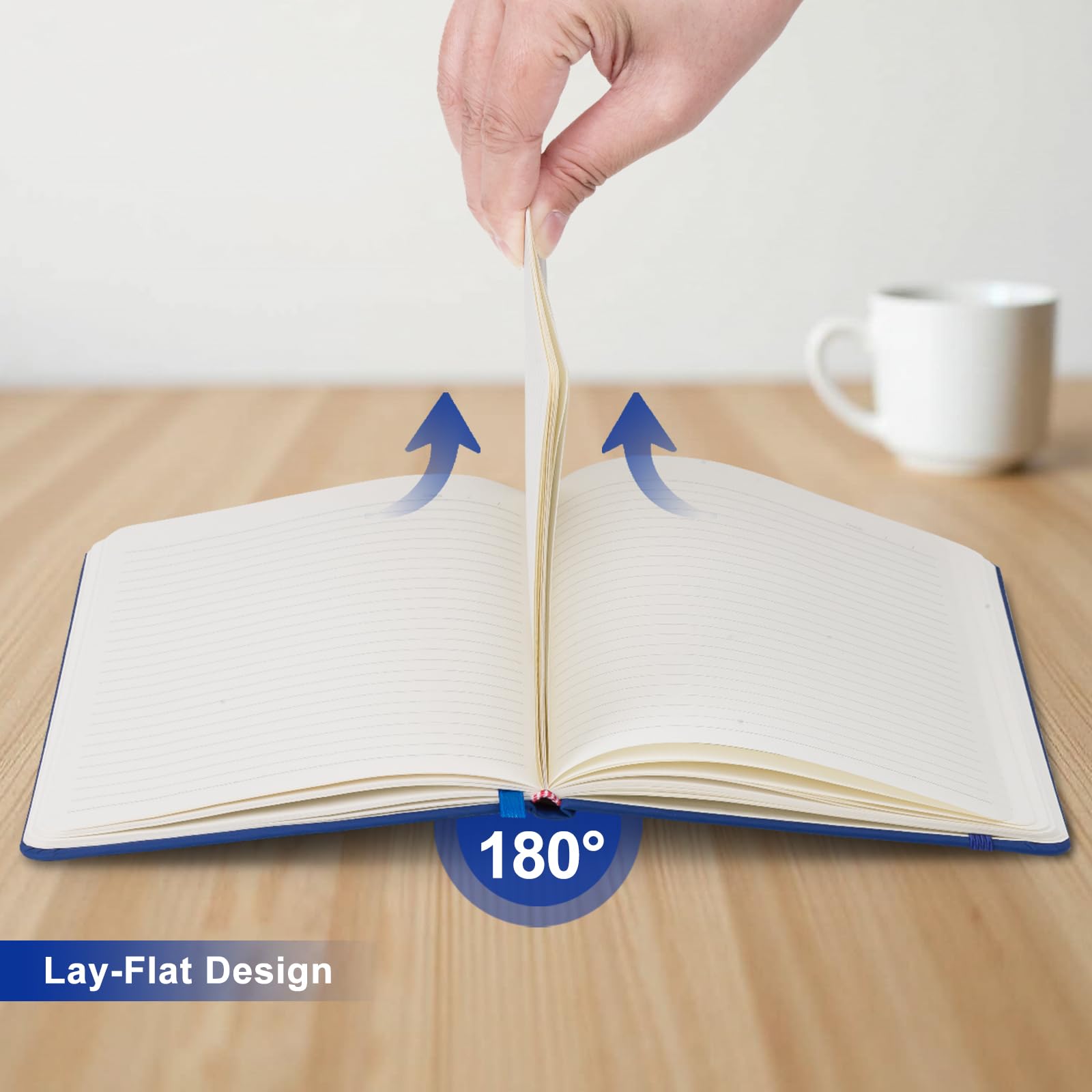 ViVin Quaderni a righe, confezione da 3, (blu marino), 192 pagine, medio 14 x 21,1 cm, a righe universitarie, quaderni A5 con copertina rigida, quaderni per scrittura, affari, scuola