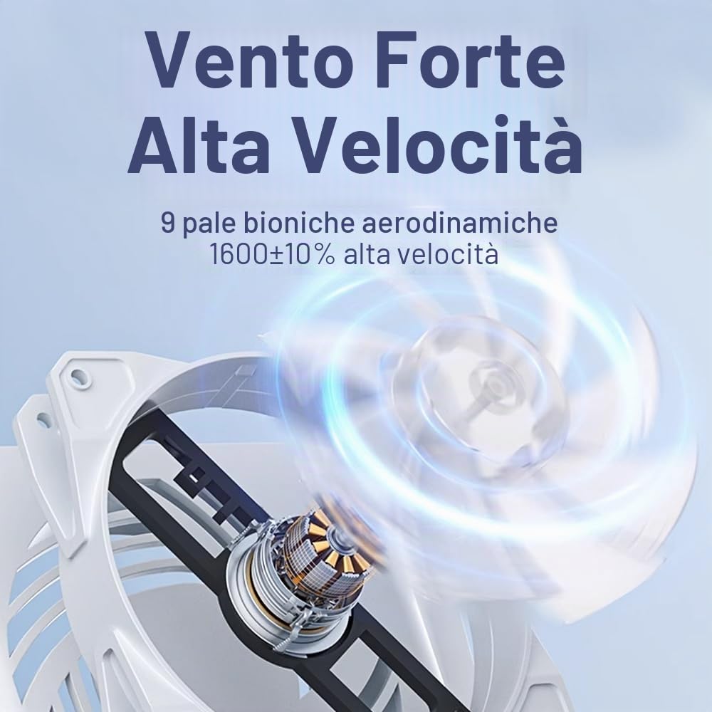Ventola per PS5 Slim Ventola di Raffreddamento,per Accessori PS5 Slim,con Dissipazione del Calore Laterale/Rilevamento Automatico Della Temperatura/Luce RGB/3 Velocità Dell'aria/USB 2.0