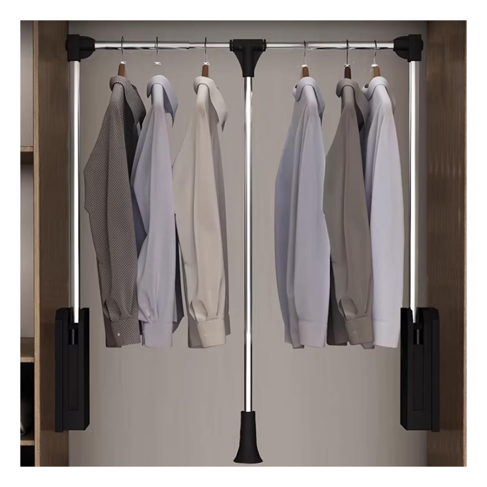 GTHTUHFD Heavy Duty Adjustable Closet Rail, Pull Down Organizer With 20Kg Load Capacity For Cabinet And Wardrobe Storage 660-890mm