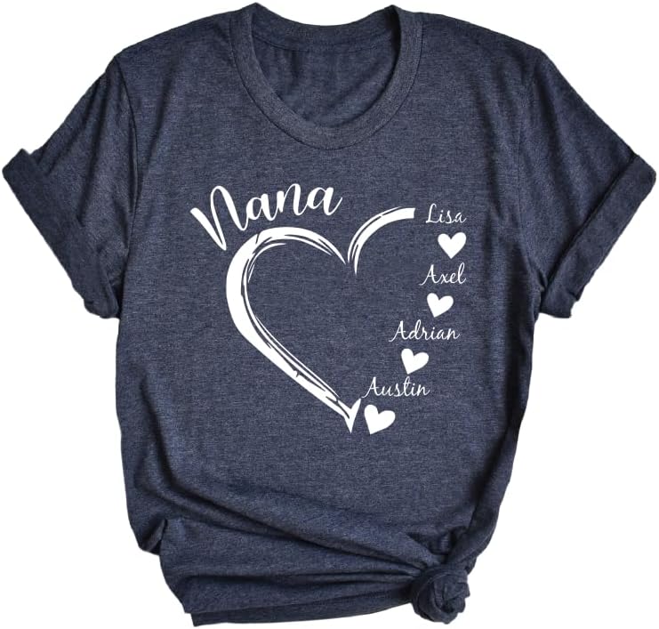 Custom Grandma Shirt with Grandkids Name, Grandma Heart T-Shirt, Grandkids Name Tshirt, Gift for Nana, Grammy Tops, Mimi Gift,Personalized Nana Shirt - Image 4