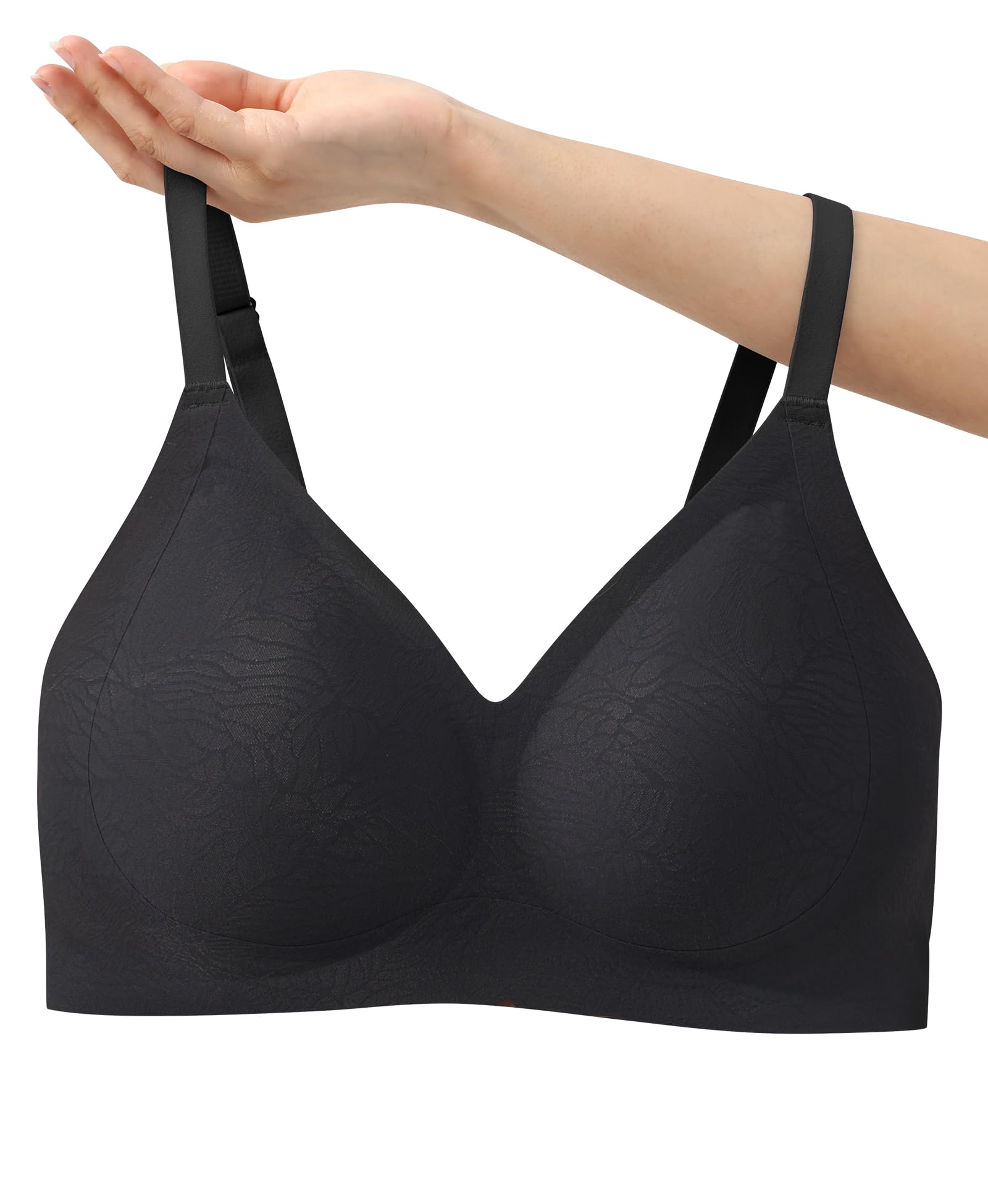 Jiuday Spitze BH ohne Bügel Bequemer Push Up Starker Halt | Nahtloser Gepolsterter Bralette für Große Brüste, Anti-Durchhängen, Weicher Soft BH ohne Drücken, Ideal für Alltag Freizeit