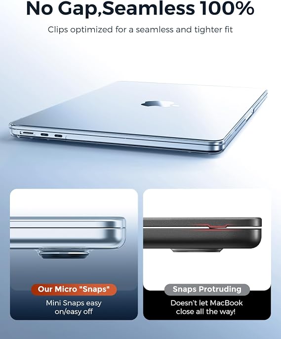 EooCoo Compatible with MacBook Air 13 inch Case M5 2026-2022 M4 M3 M2 A3449 A3240 A3113 A2681, Fit Like a Glove, Scratch Resistant Protective Hard Shell Cover for Mac Air 13.6, Crystal SkyBlue