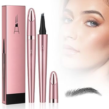 Microblading Eyebrow Pen Waterproof, 2025 New Microblading Eyebrow Pencil, 4-Tip Precise Eye Brow Pencils, Natural Eyebrow Makeup Fine Stroke Eyebrow Pencil Last All-Day Gray