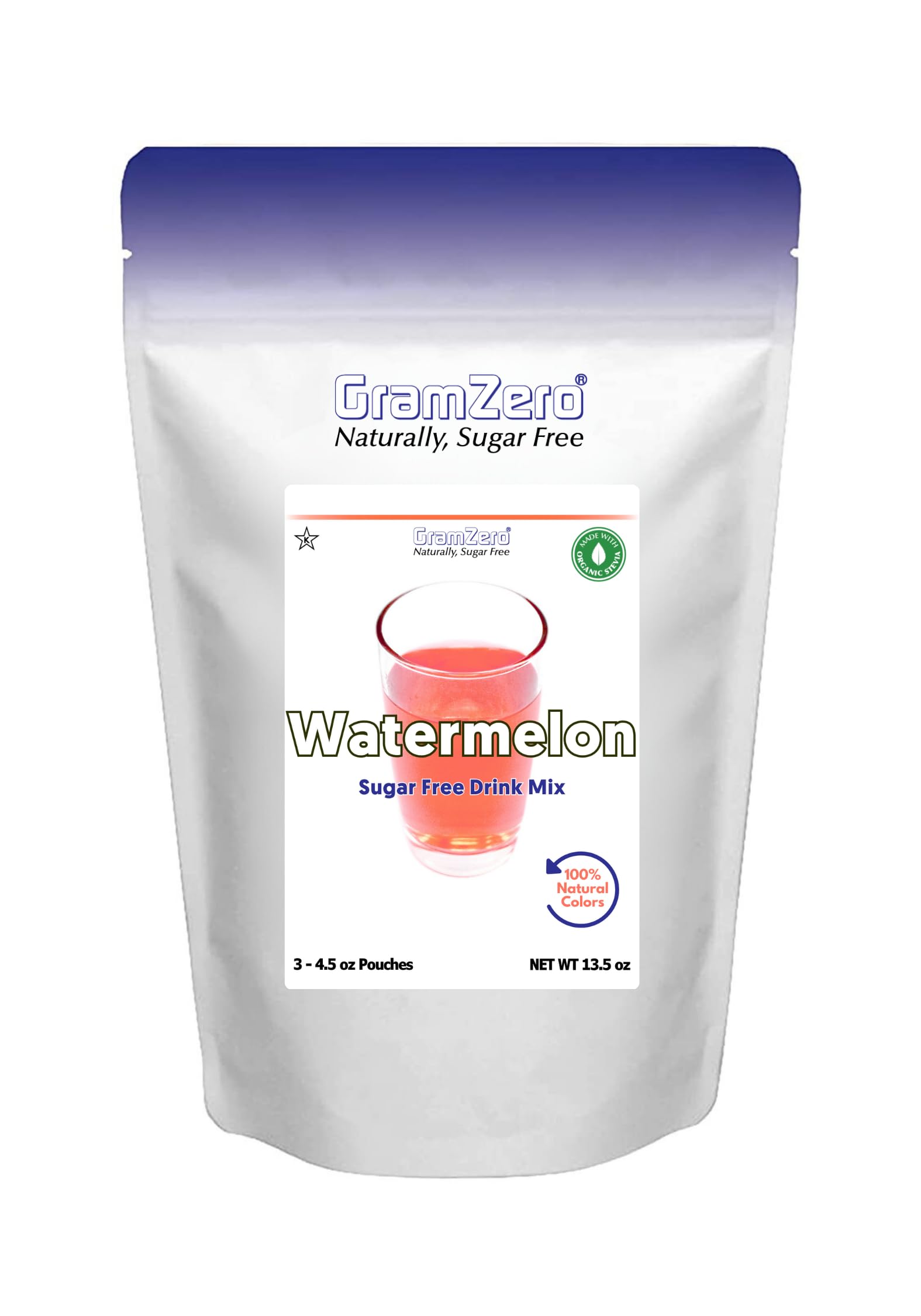 GramZero Watermelon Zero Calorie Sugar Free Drink Mix, Great For Nutrition Club Loaded Teas, Stevia Sweetened