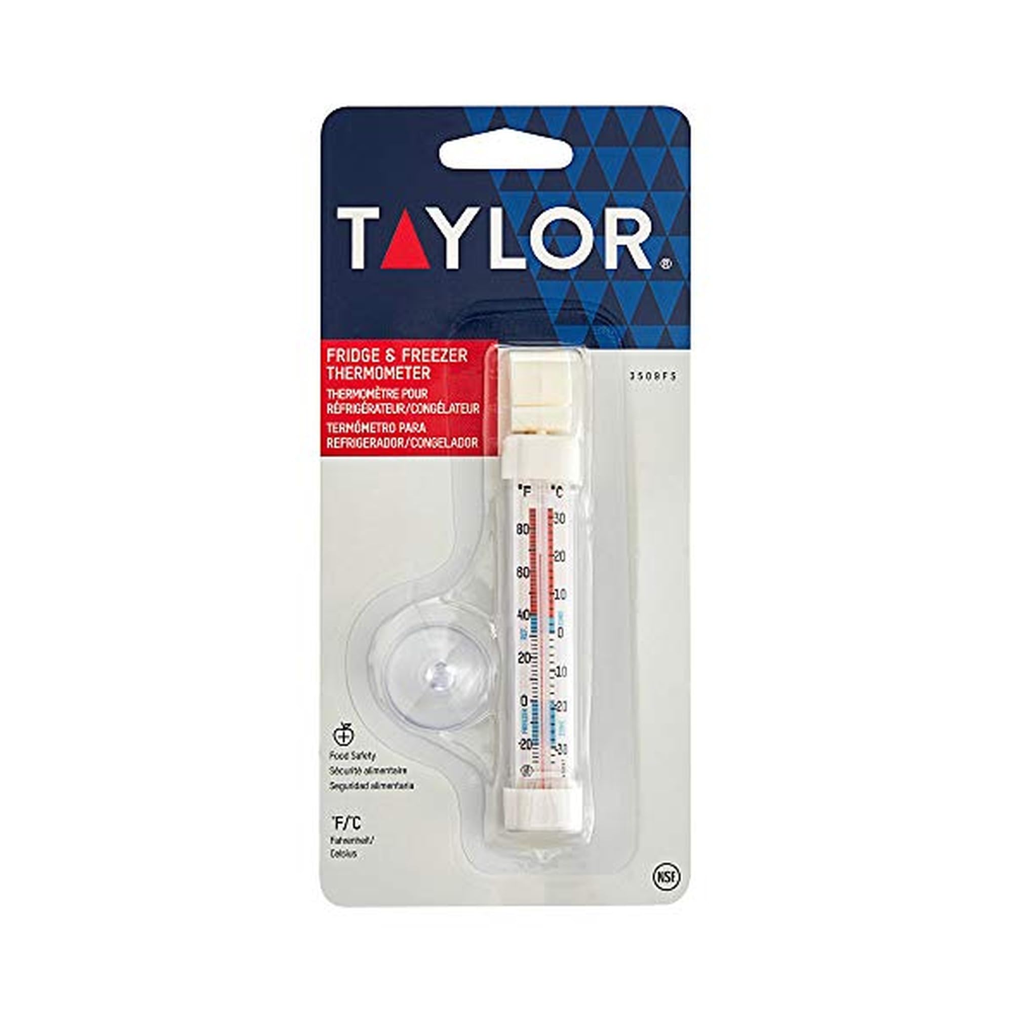 Refrigerator/Freezer Thermometer by Taylor – 1 Count (Pack of 1), Silver, Model 3509FS