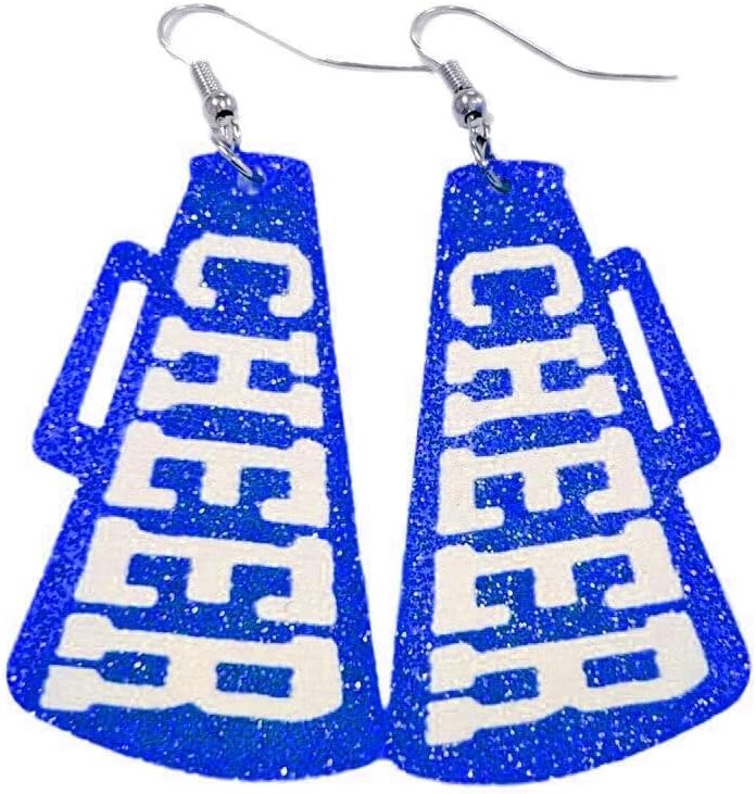 Game Day Earrings for Women,Acrylic Glitter CHEER Megaphone Sports Spirits Cheer Fan Gifts Football Earring Accessories Team Sports Fan Earrings Football Team Gifts