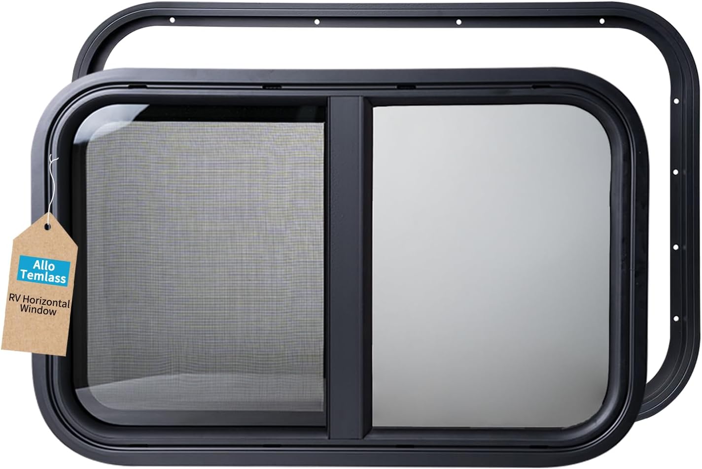 RV Window | 24" W x 15" H | Teardrop Style | Horizontal Sliding Replacement Glass &Trim Set | DOT Certification Qualified 24" W x 15" H Horizontal