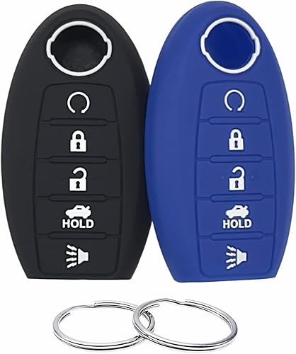 Miniatura 1 de Funda de goma de silicona para llavero compatible con Nissan Altima SR Armada SL Maxima Murano Pathfinder Rogue Titan Versa Sentra (5 botones)
