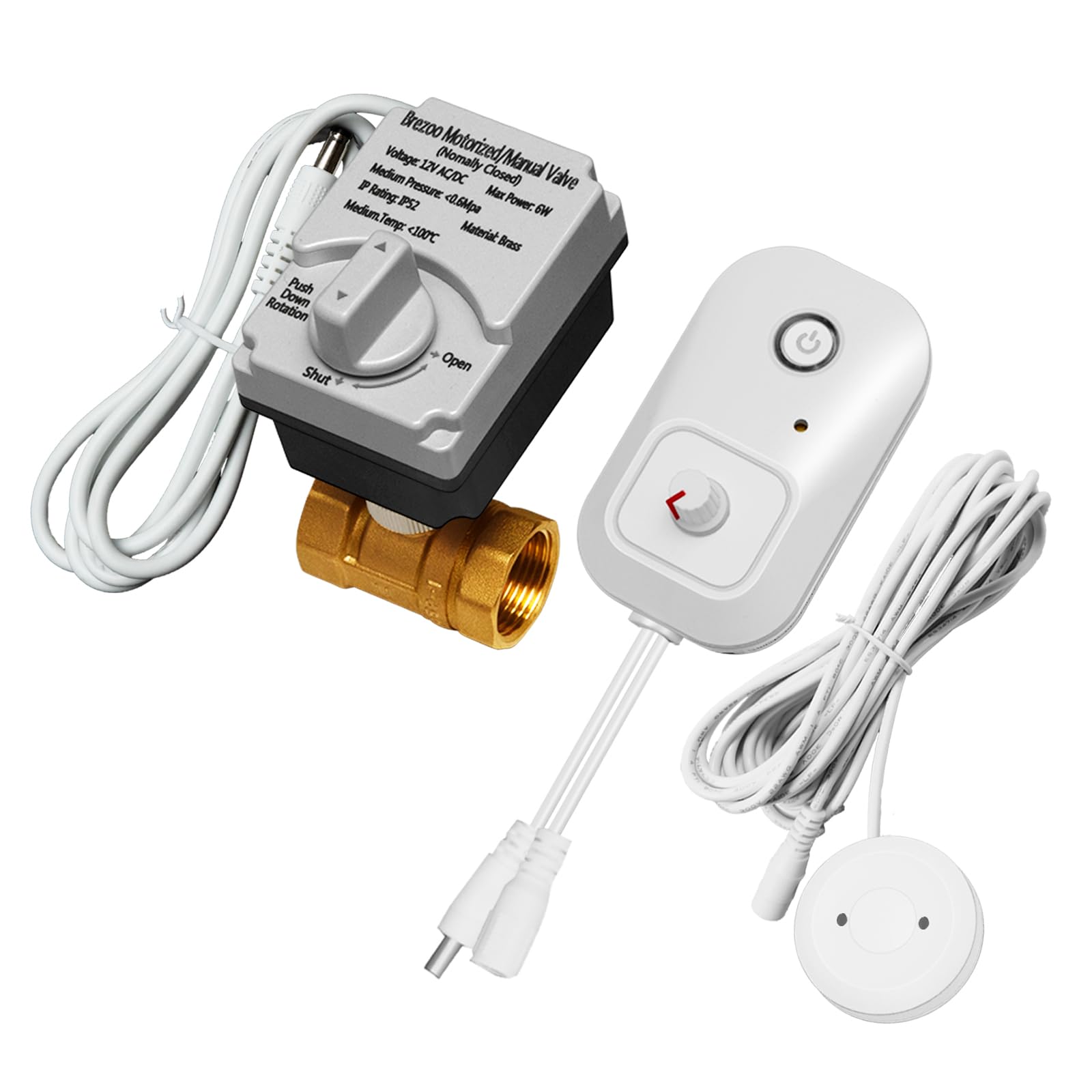 Water Leak Detector for Home, Water Alarm Leak Detector with Automatic Shutoff, Includes Leak Sensor and Water Valve, for 3/4-Inch Diameter Pipe, Protect Your Home from Water Damage-image-0
