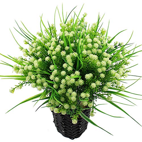 Flores Artificiales/SFTlite 6 pcs Artificial Fake Hermosa Flor Casa Fiesta Boda Decoración Flores Sintética de Plástico Imitación Gypsophila Flores Para Boda Hogar Fiesta Oficina Festival - Blanco