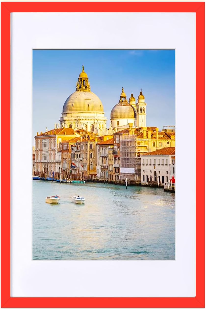 wyooxoo 16x24 Picture Frame Red Solid Wood Photo Frames Display Pictures 12x18 with Mat or 16x24 Without Mat Colorful Frame For Tabletop Display or Wall Red 16" x 24" ( 1 Pack )