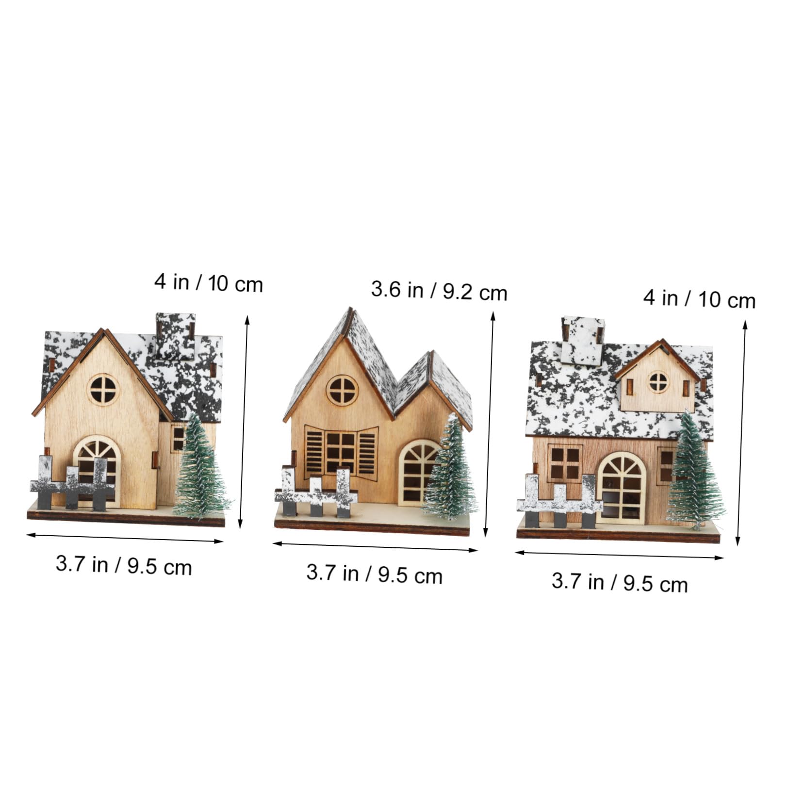 3pezzi Casette Villaggio Natalizio in Legno Con Luci Led Miniature Decorazioni Natalizie Per Tavolo e Casa Artigianato Te e Regalo Festivo