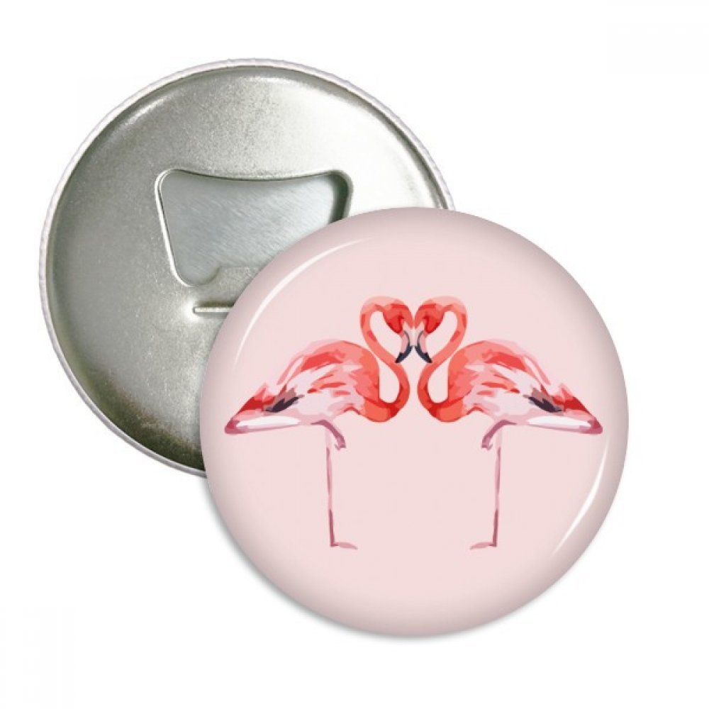 Ouvreur bouteille ronde flamant rose aimant réfrigérateur badge argent 3Pcs