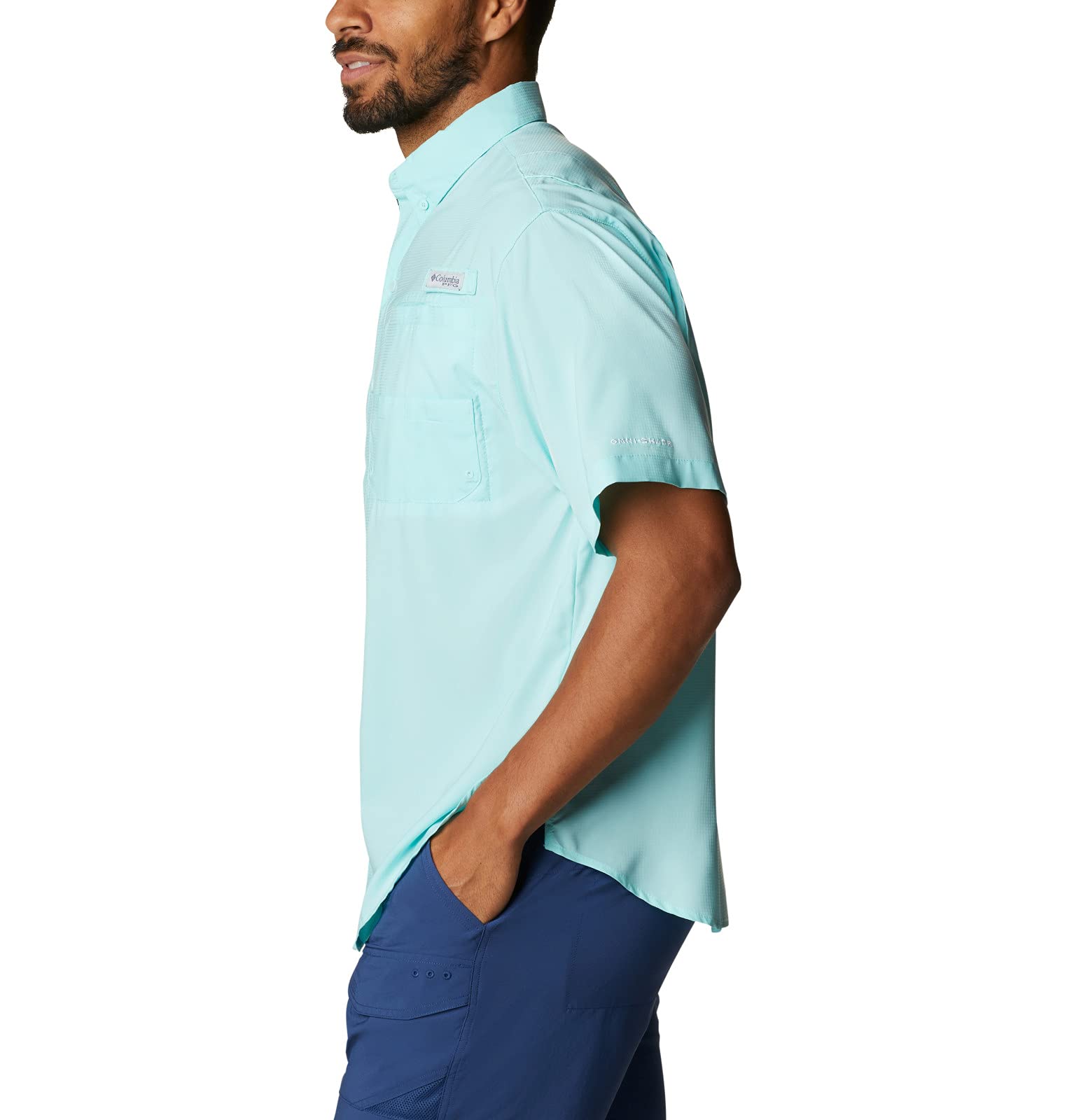 Columbia Tamiami II Kurzarmhemd für Herren, Gulf Stream/Realtree Edge, Klein
